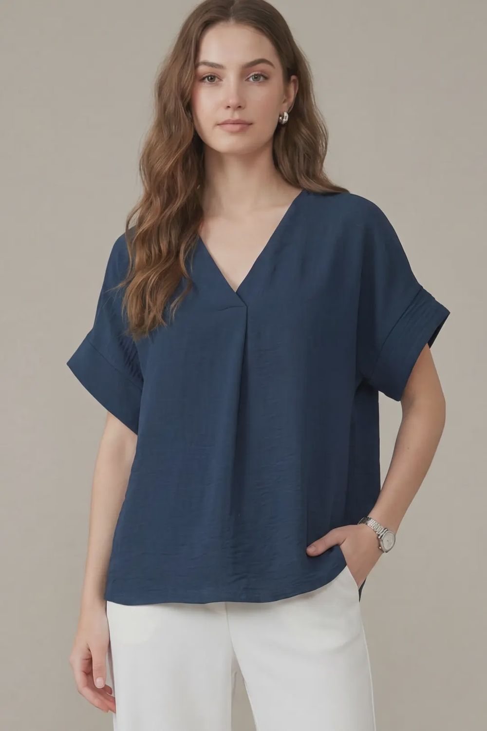 Sondra Basic Top, Color: Indigo Navy, Size: Small