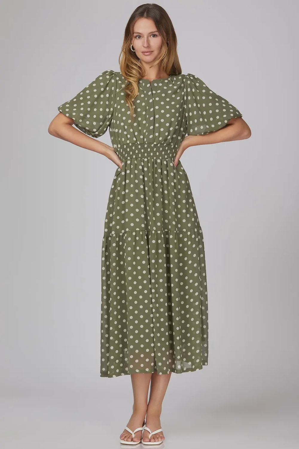 Ellana Dress, Color: Olive, Size: Small