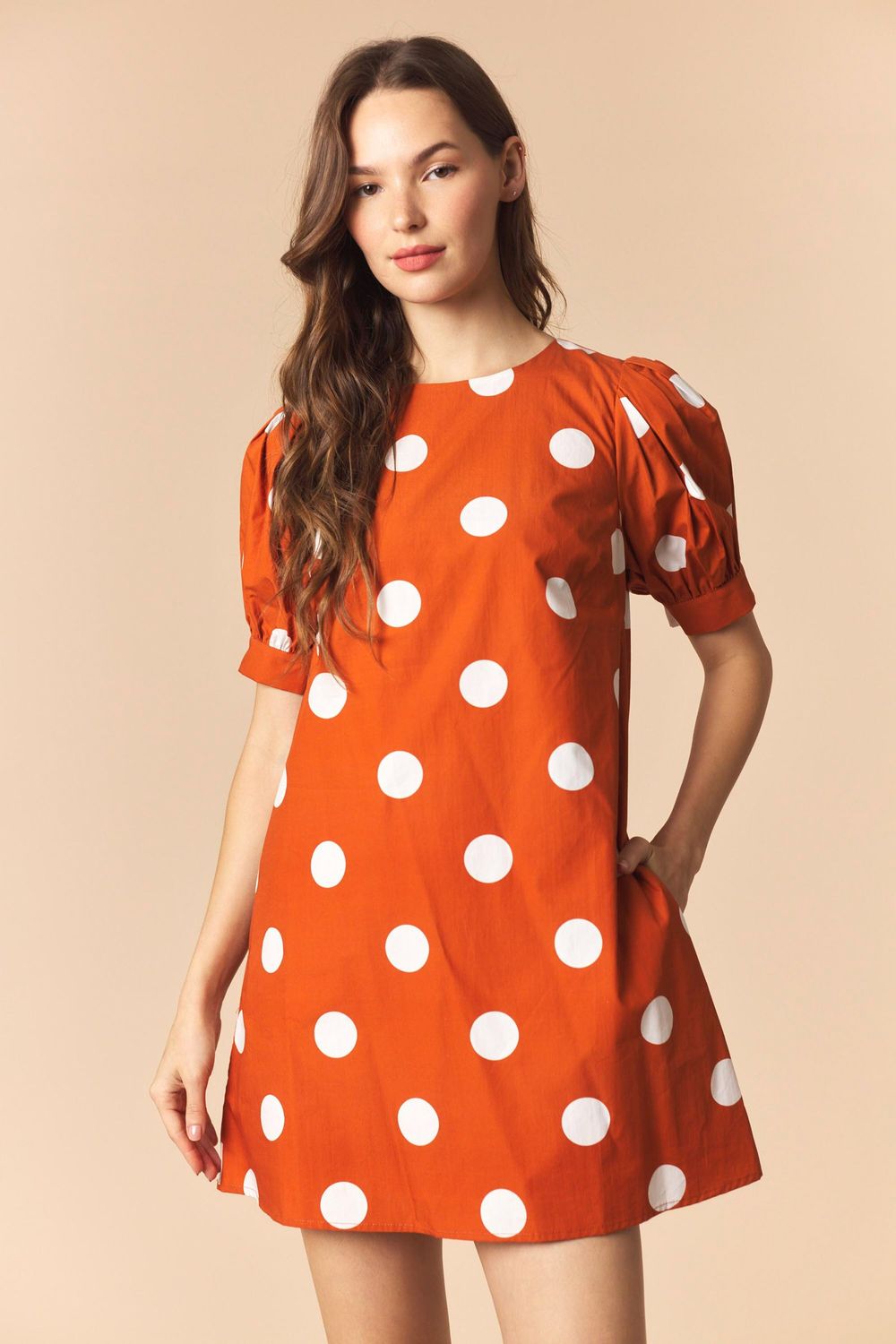 Deserea Mini Dress, Color: Burnt Orange, Size: Small