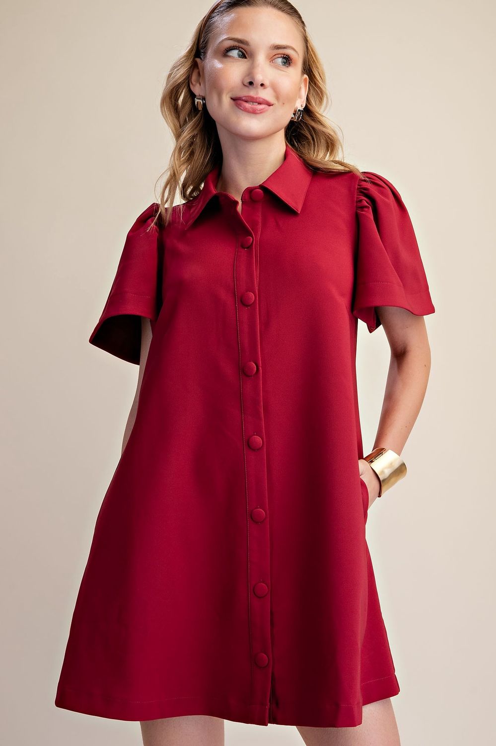 Hillarie Mini Dress, Color: Burgundy, Size: Small