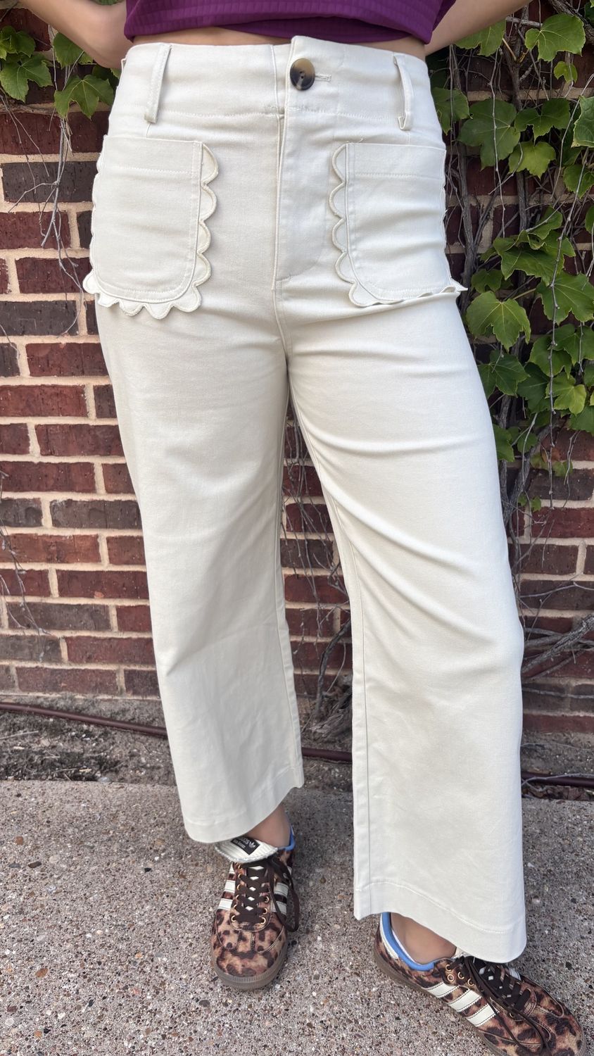 Colette Pants, Color: Cream, Size: Small