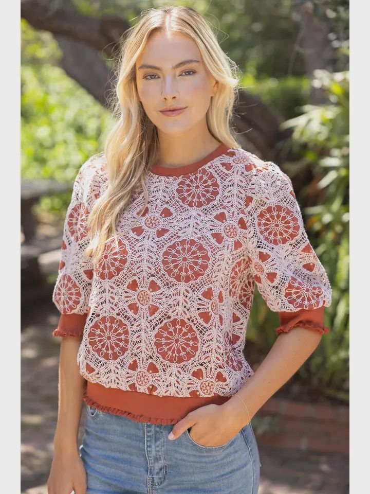 Ruby Ann Top, Color: Rust, Size: Small