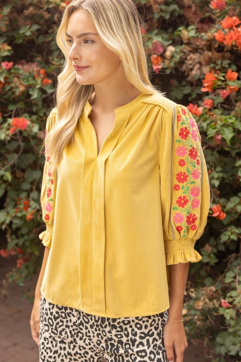 Jennifer Blouse, Color: Mustard, Size: Small