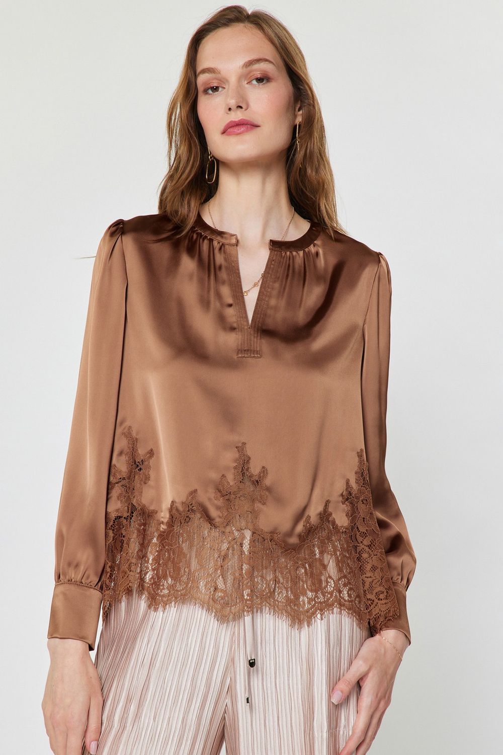 Milliana Blouse, Color: Mocha Mousse, Size: XS