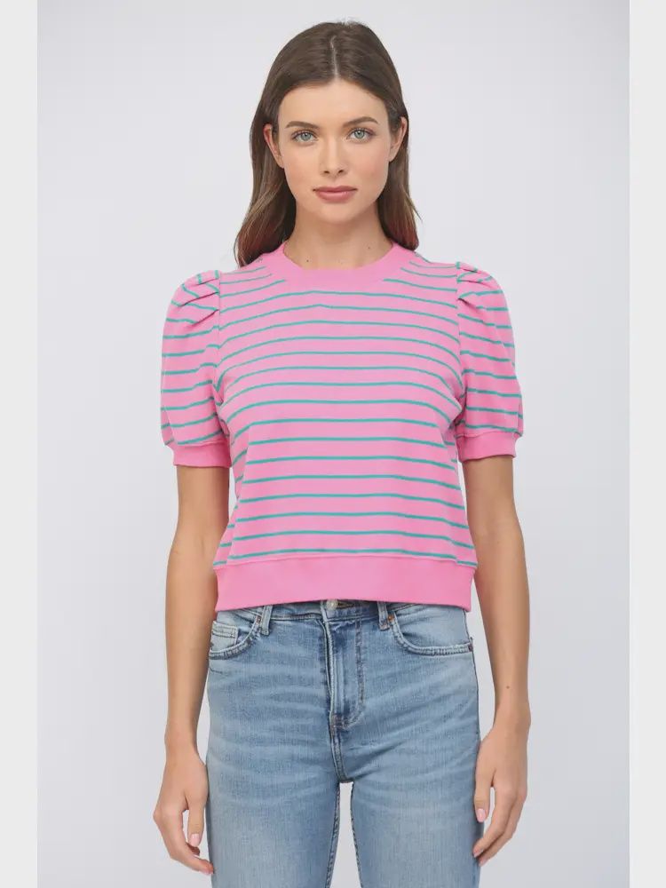 Mindy Puff Sleeve Top, Color: Pink, Size: Small