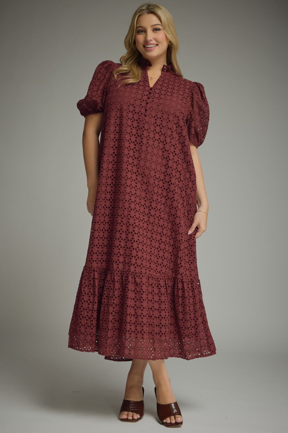 Michaela Dress Curve, Color: Burgundy, Size: XL