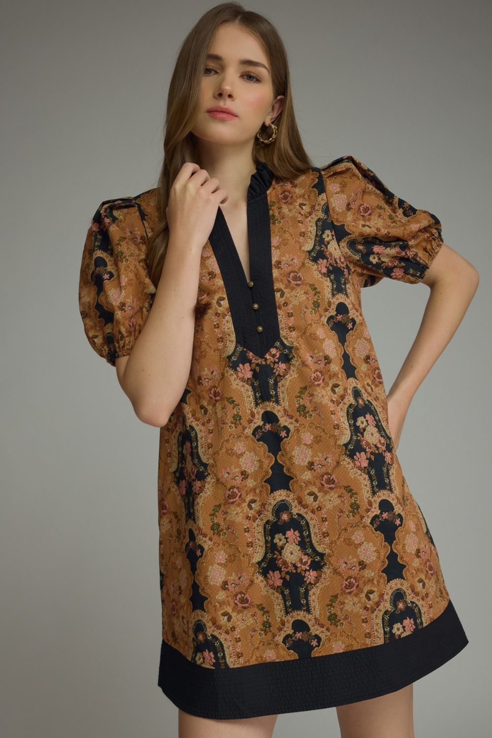 Delaini Mini Dress, Color: Camel, Size: Small
