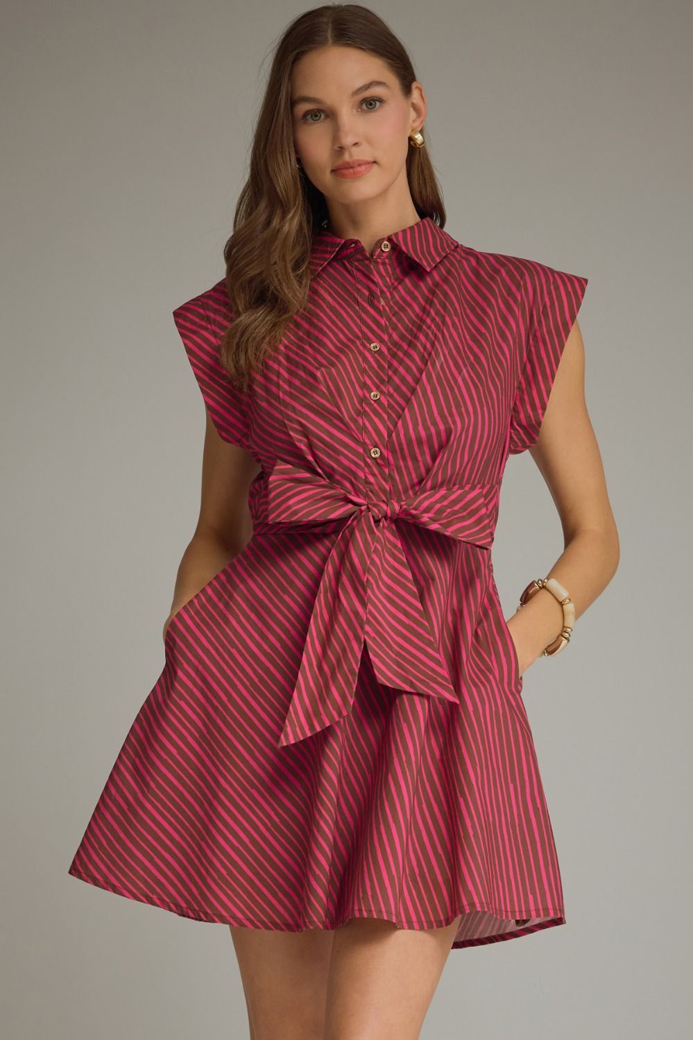 Tiffanie Dress, Color: Brown Fuchsia, Size: Small