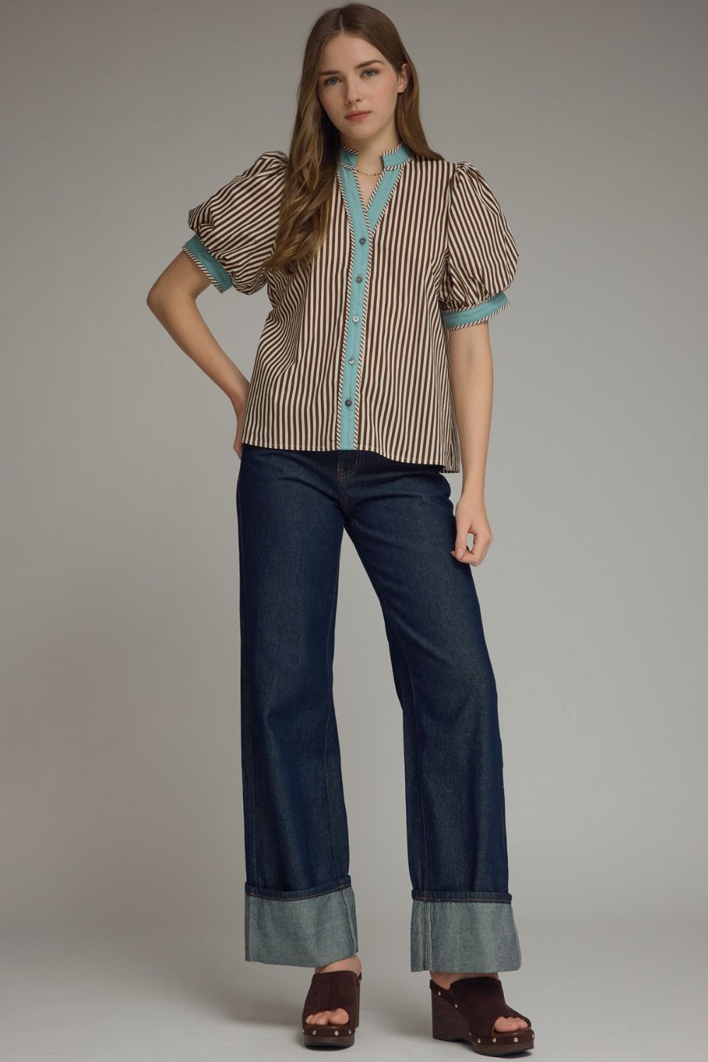 Elena Blouse, Color: Brown, Size: Small