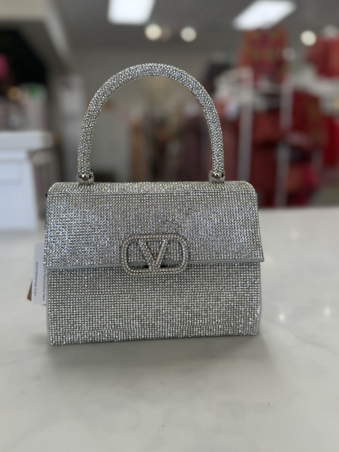 Elegant Rhinestone Adorned Handbag, Color: CL