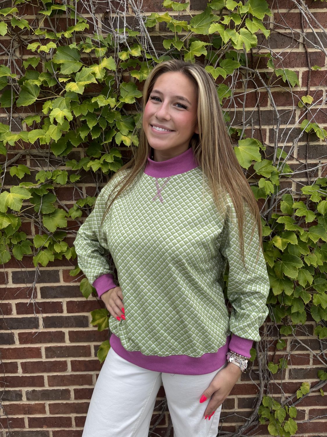 Sara LS Pullover, Color: Lt Olive, Size: Small