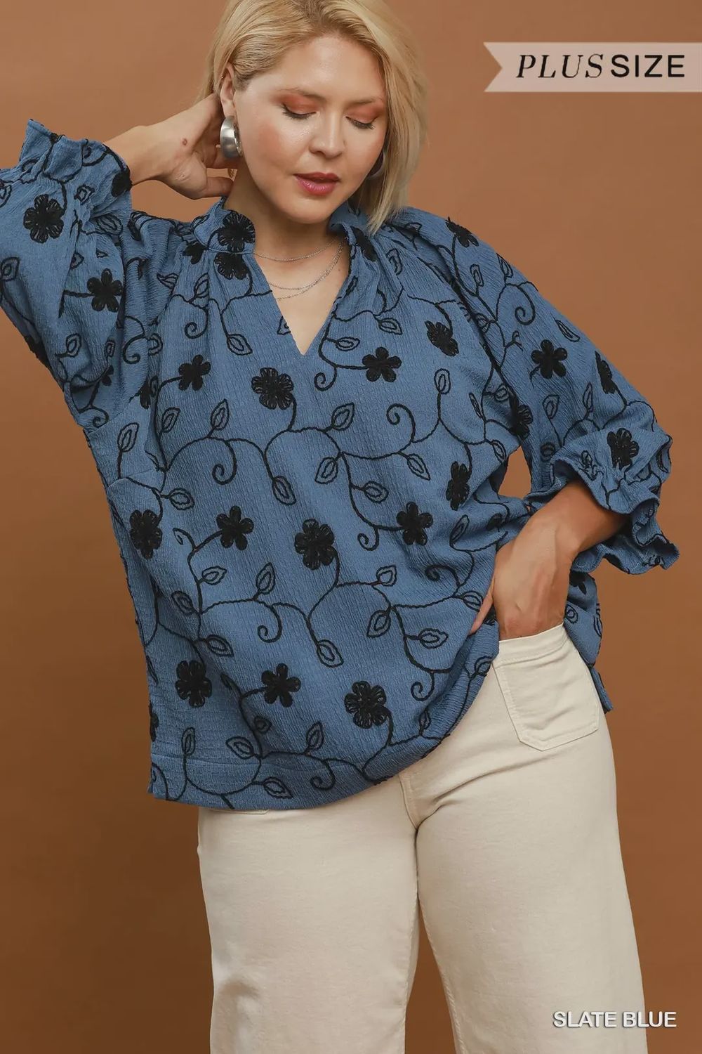 Staci Top Plus, Color: Slate Blue, Size: XL