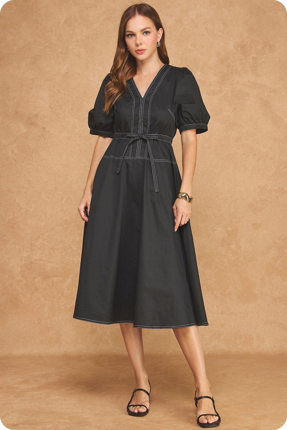 Bently Midi Dress, Color: Black &amp; White, Size: Xsmall