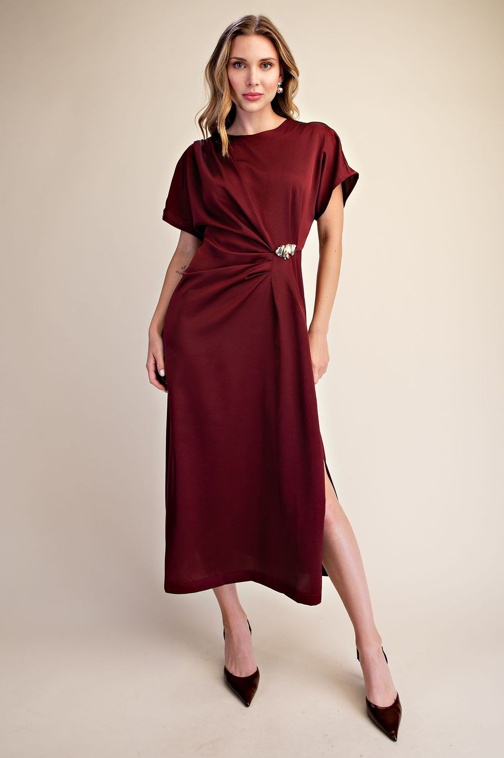 Goldie Dress, Color: Burgundy, Size: Small