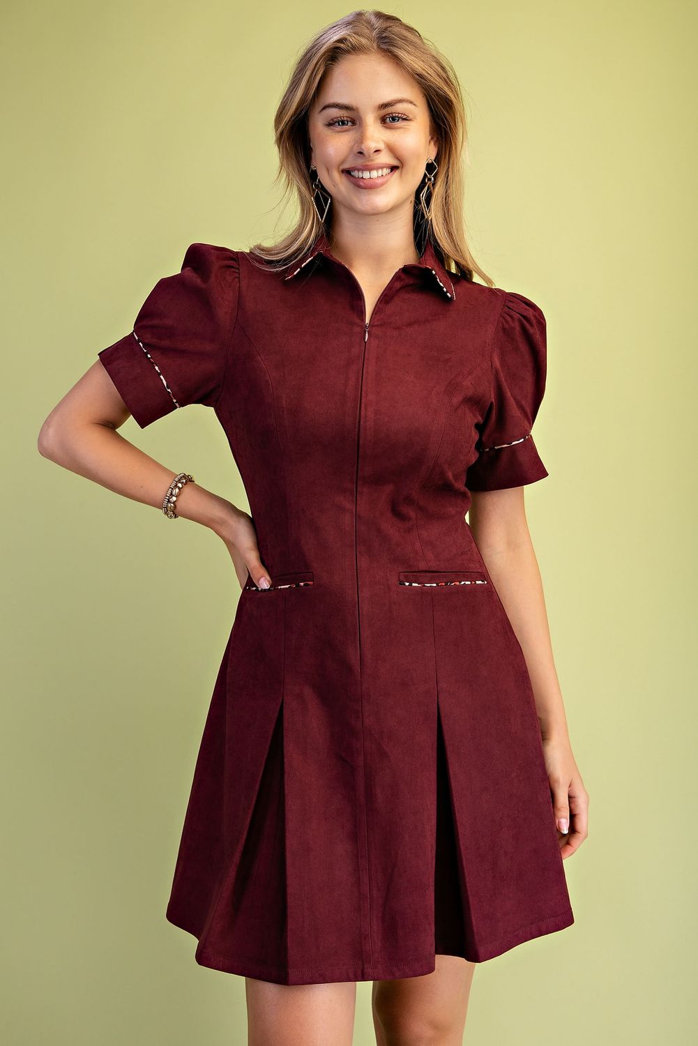 Tamela Mini Dress, Color: Plum, Size: Small