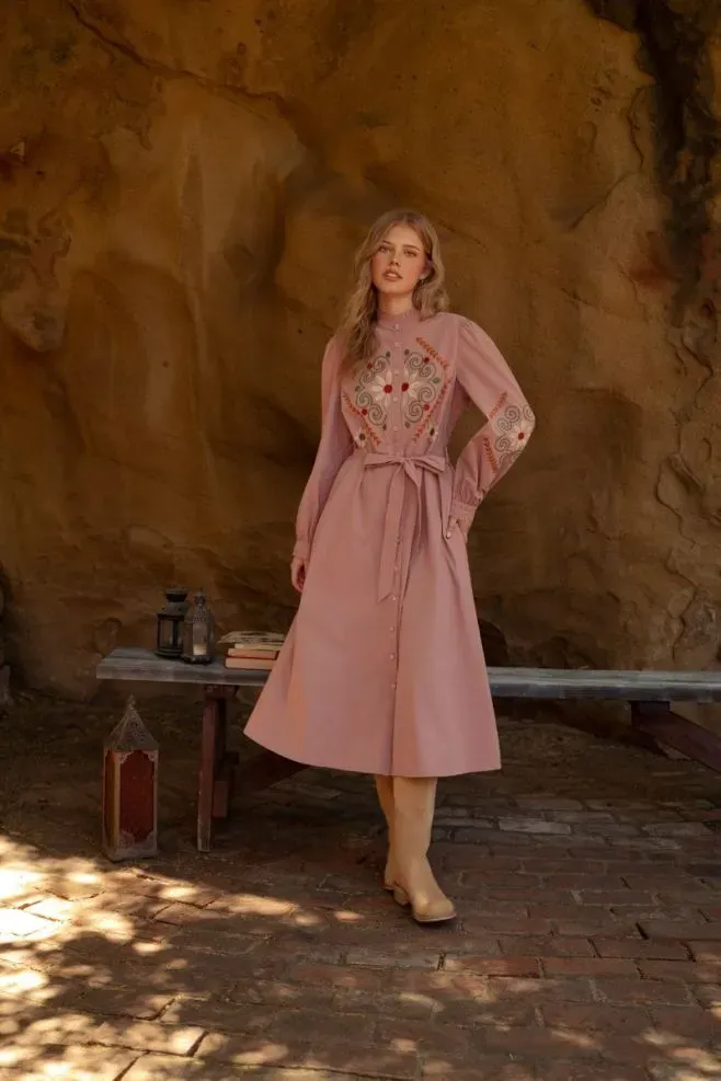 Sandi Midi Dress, Color: Dusty Rose, Size: Small