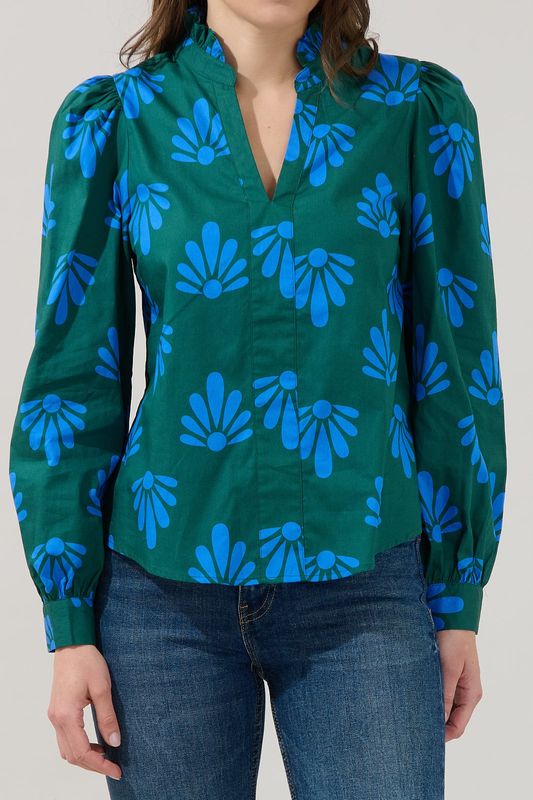 Adelia Split Neck Top Geo