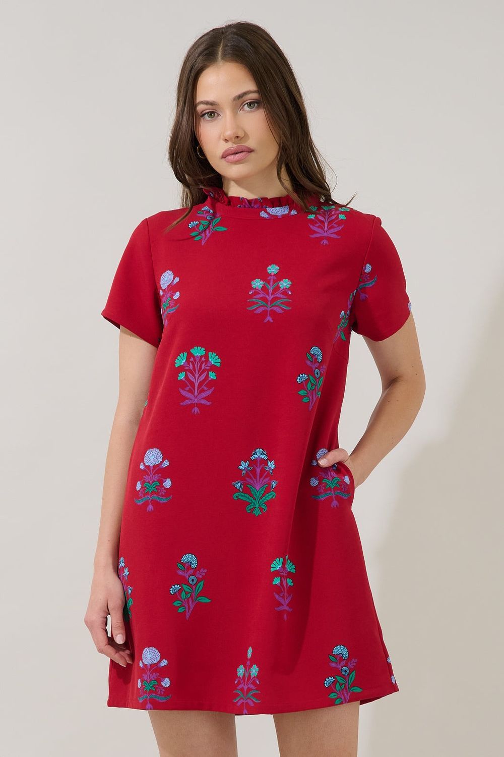 Rickie Shift Mini Dress Floral