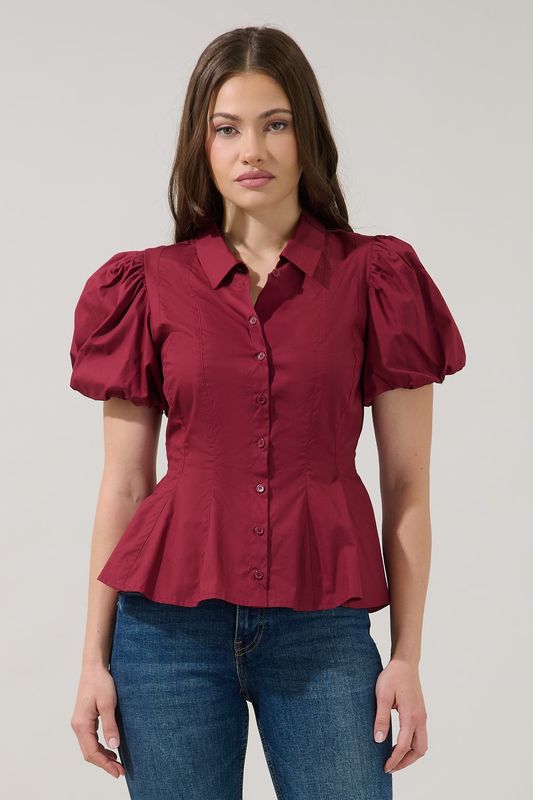Miranda Pleated Collared Top