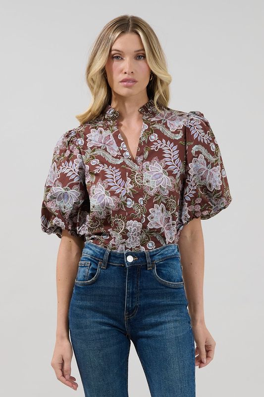 Pipa Bubble Sleeve Top Rustic