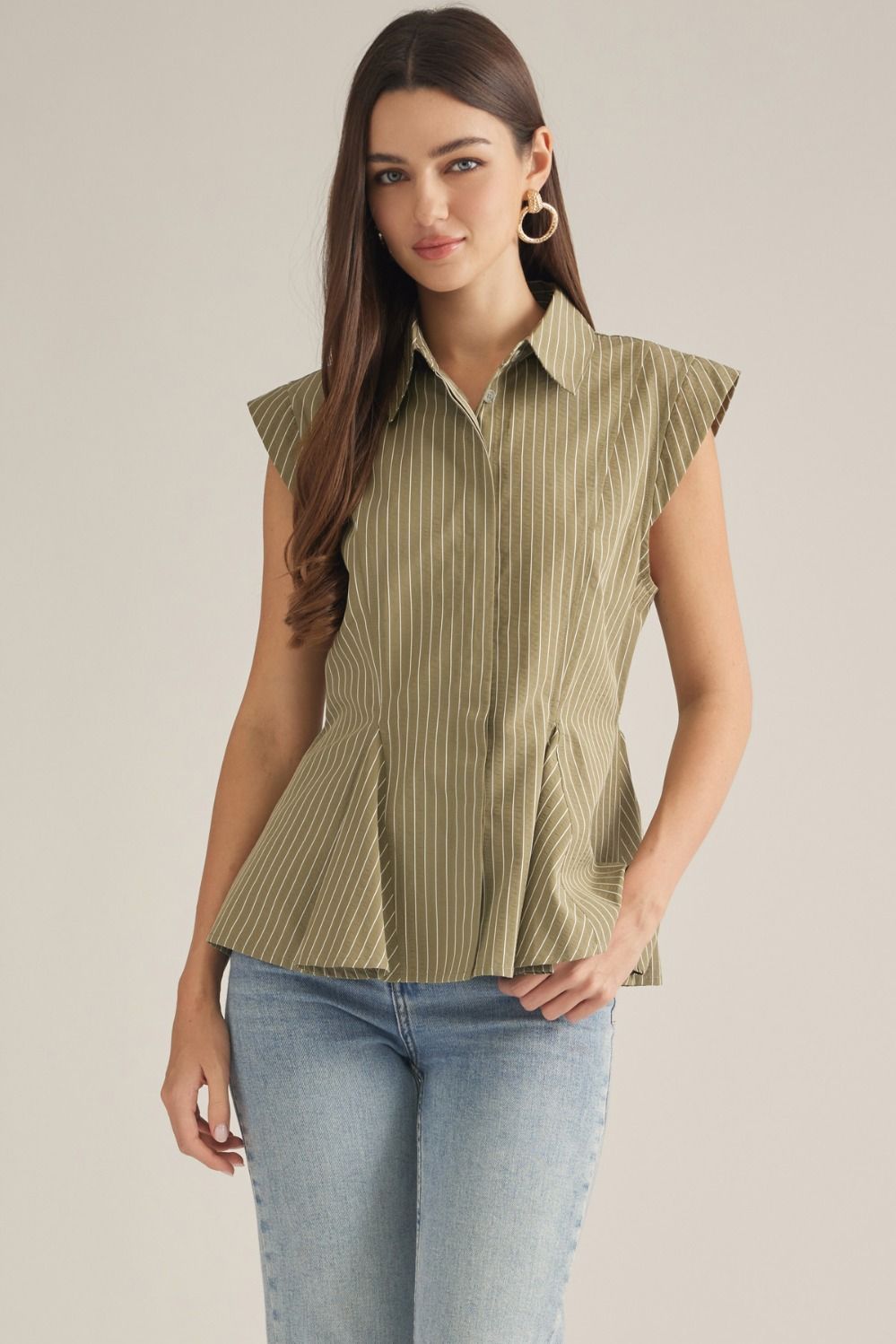 Nora Blouse, Color: Olive, Size: Small