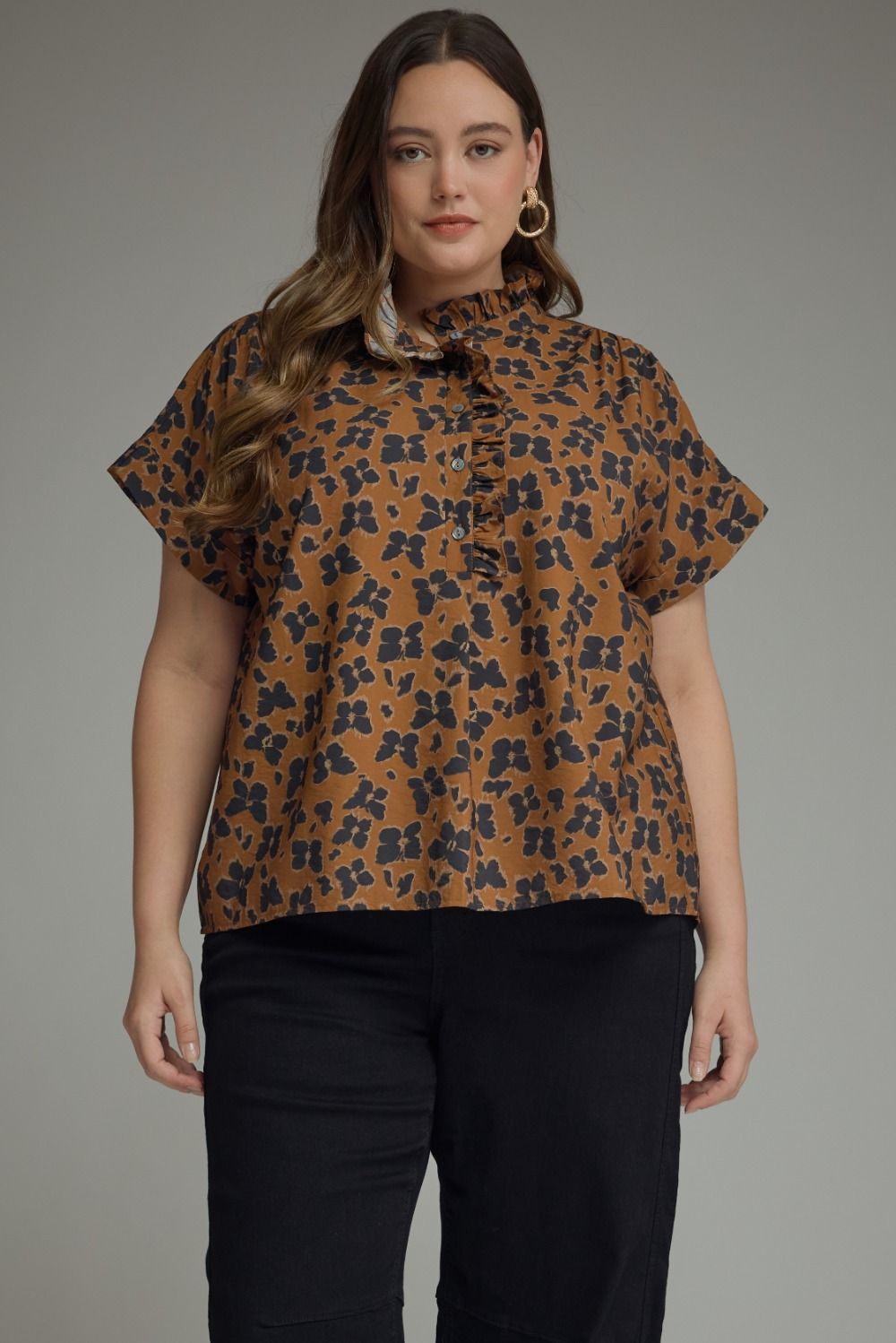Lucille Marie Top, Color: Brown, Size: Xlg