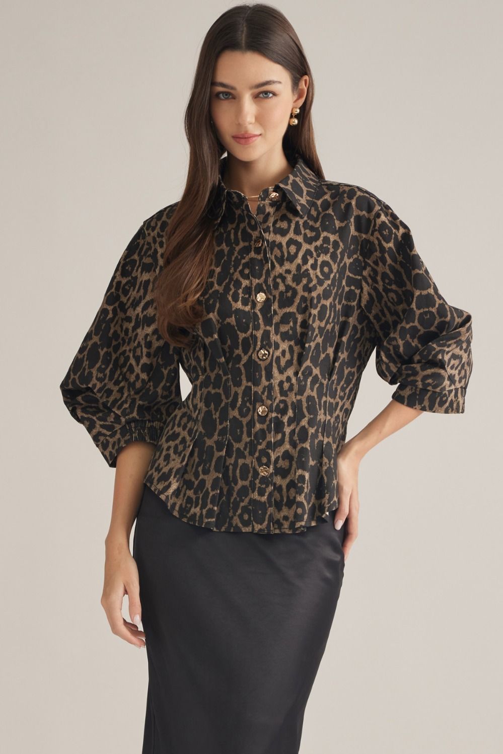 Polly Blouse, Color: Leopard, Size: Small