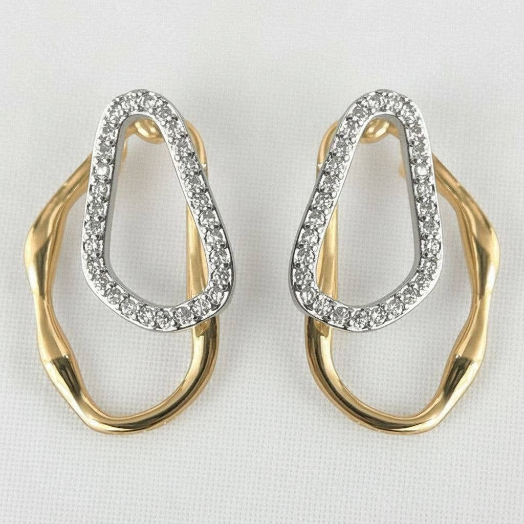 Cubic Zirconia Irregular Line Stud Earrings