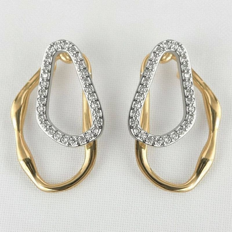 Cubic Zirconia Irregular Line Stud Earrings