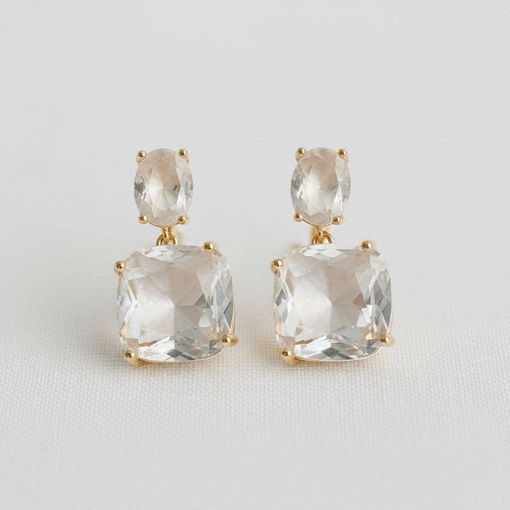 Artisan Square Gemstone Drop Earrings