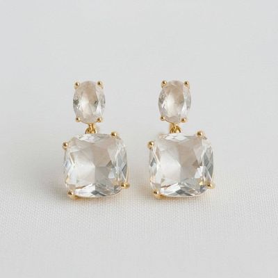 Artisan Square Gemstone Drop Earrings