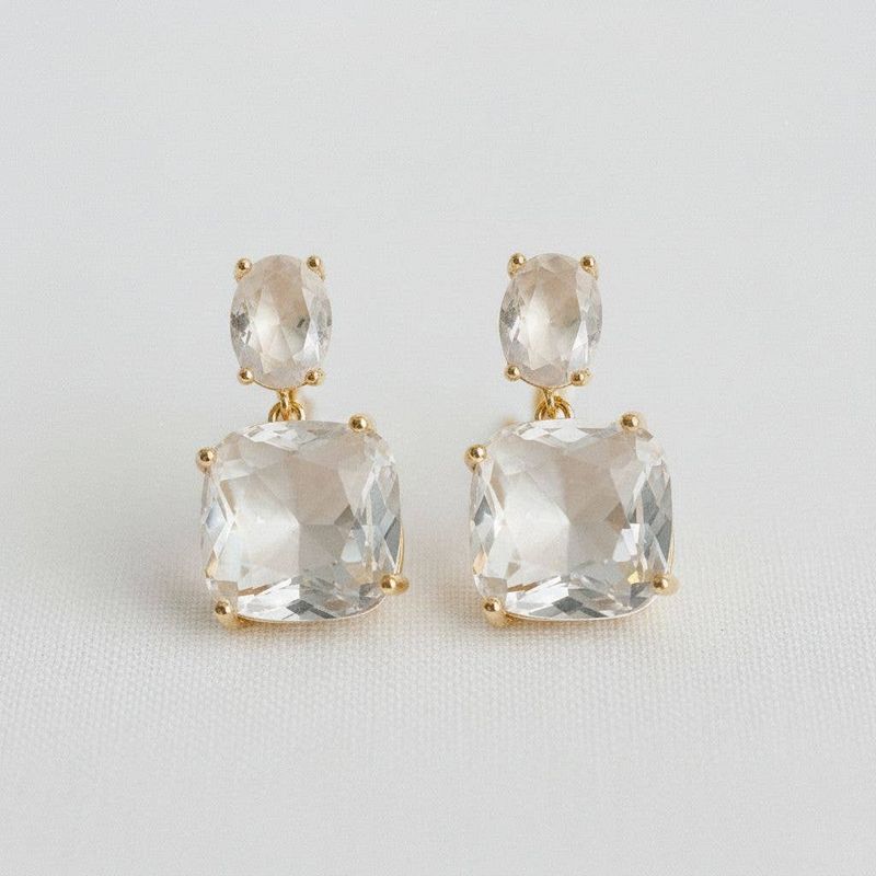 Artisan Square Gemstone Drop Earrings