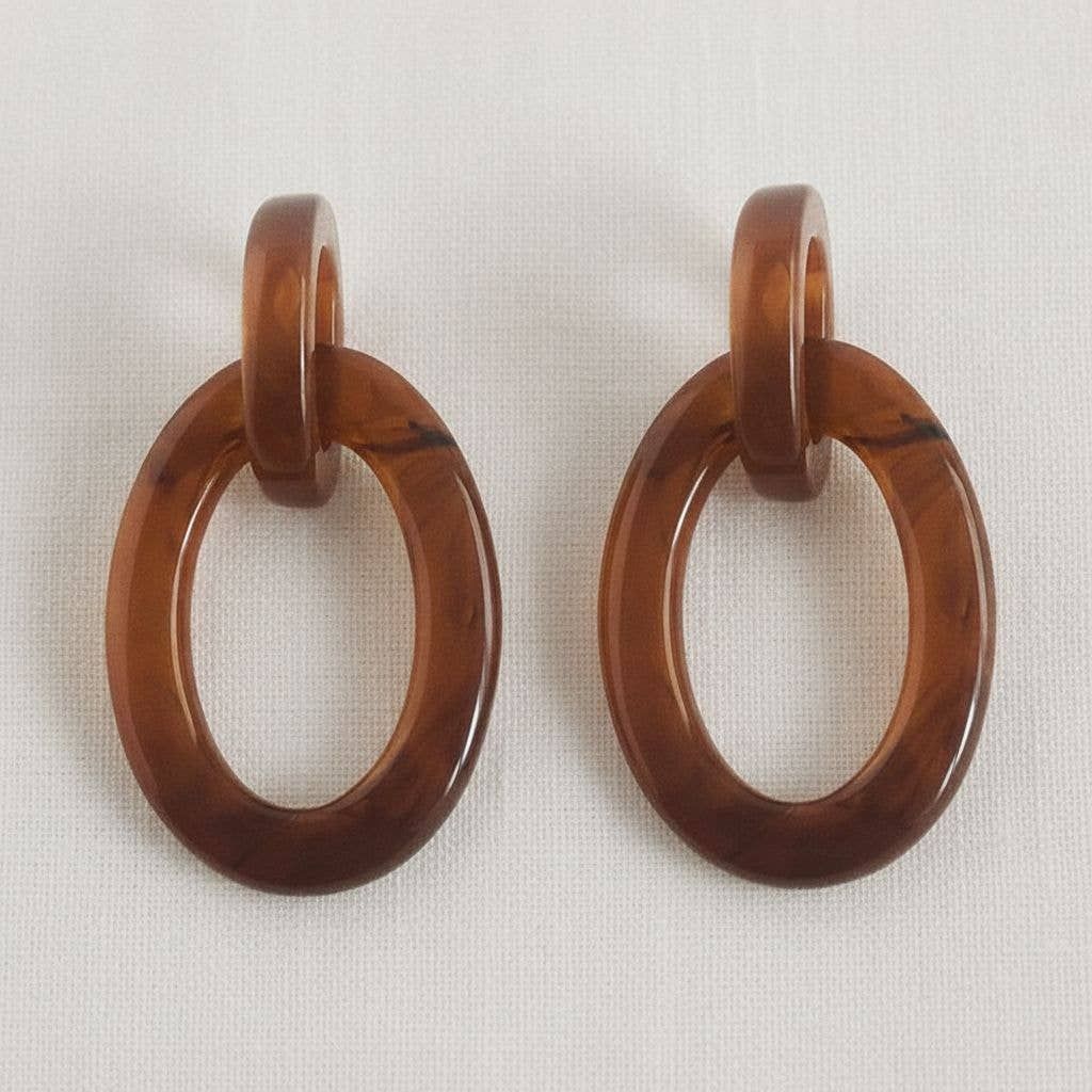 Gradient Amber Geometric Stud Earrings