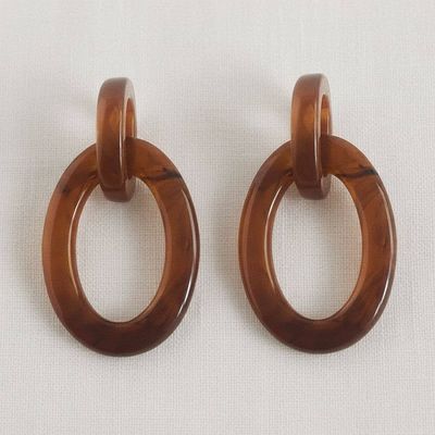 Gradient Amber Geometric Stud Earrings