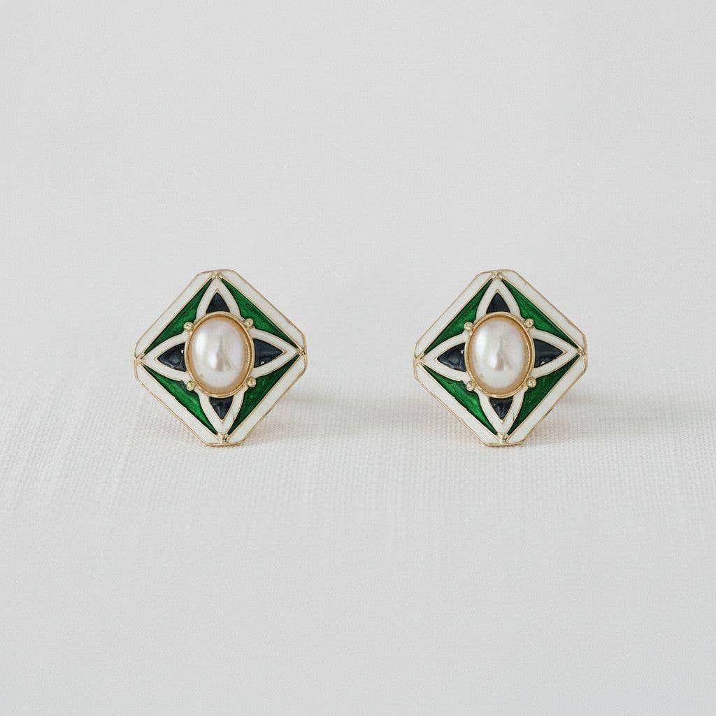 Chic Geometric Pearl Drop Earrings