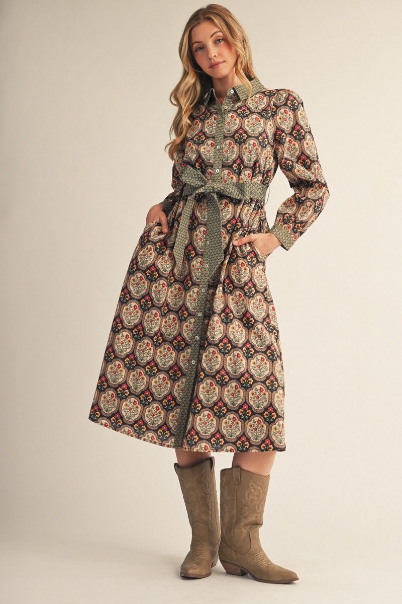 Christiana Dress, Color: Black Muti, Size: Small