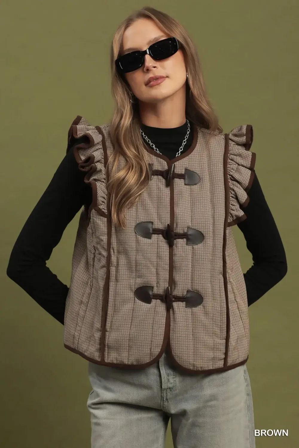 Sharon Vest, Color: Brown, Size: Small