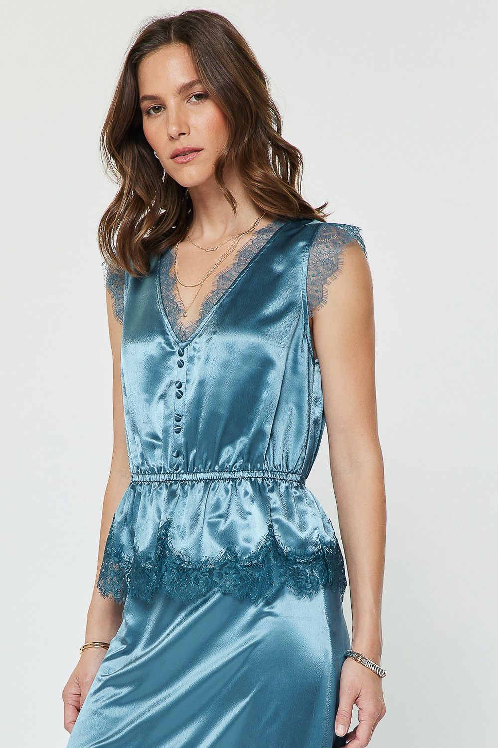 Lainey Blouse, Color: Dusty Blue, Size: XS
