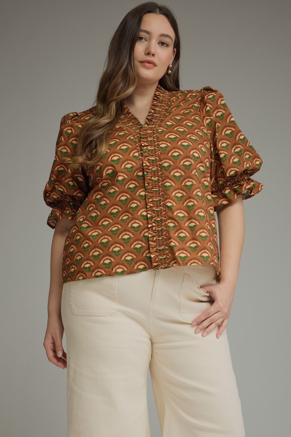 Rayna Top Plus, Color: Brown, Size: XL