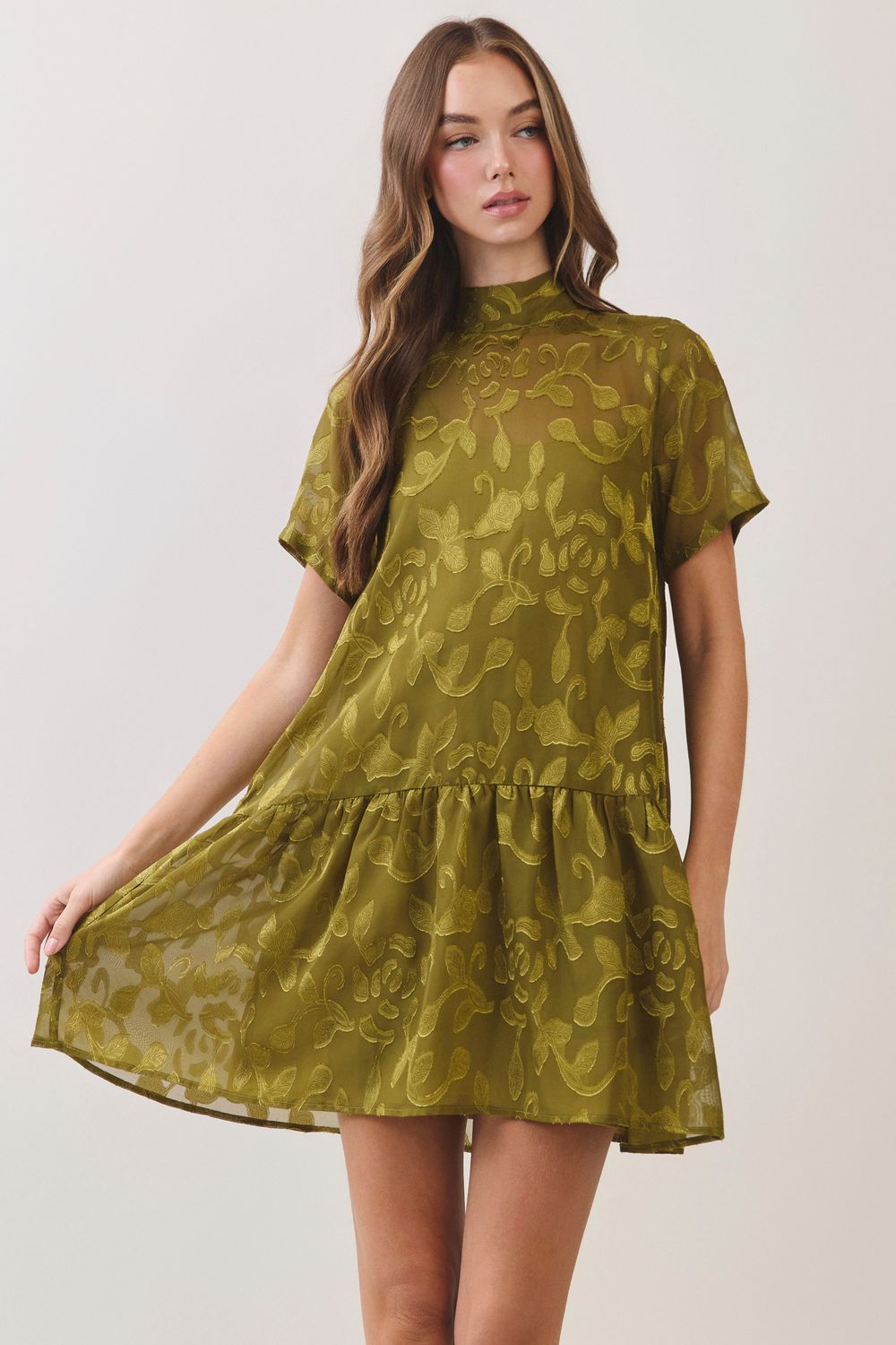 Janice Dress, Color: Olive, Size: Small
