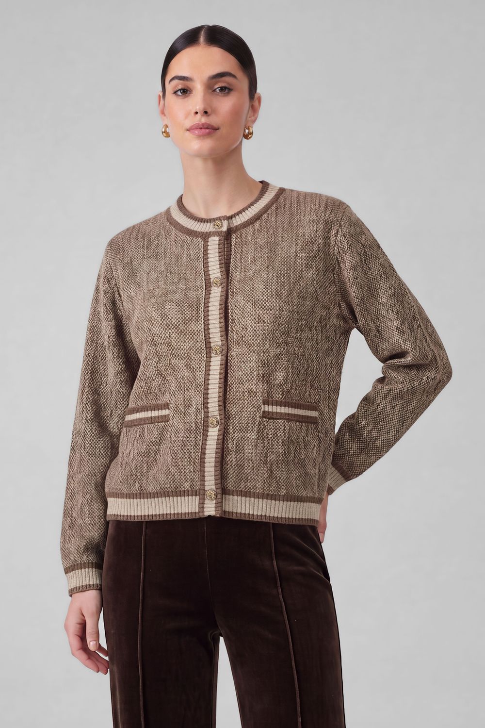 Hay-Lee Cardigan, Color: Brown, Size: Xsmall