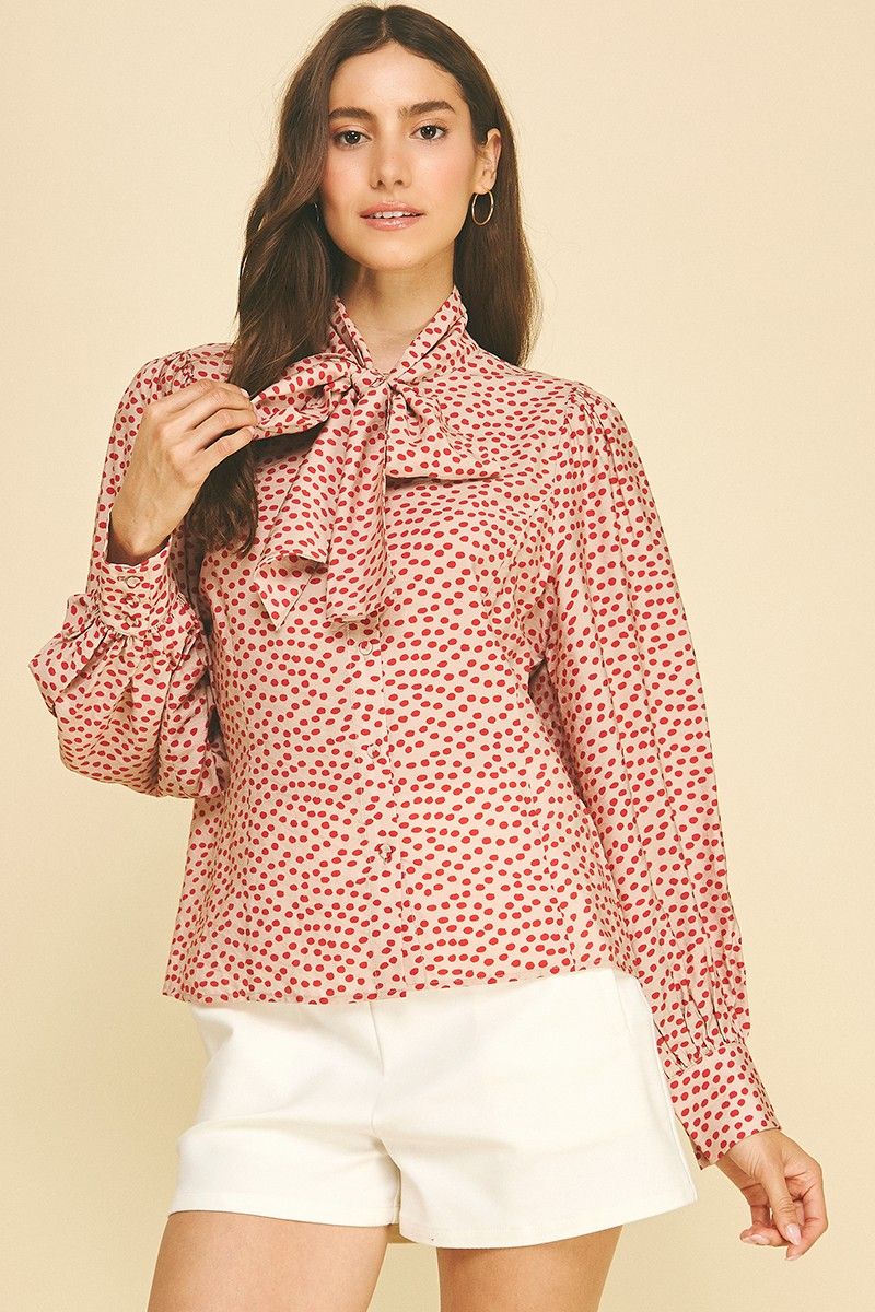 Kholee Shirt, Color: Red Dot, Size: Small
