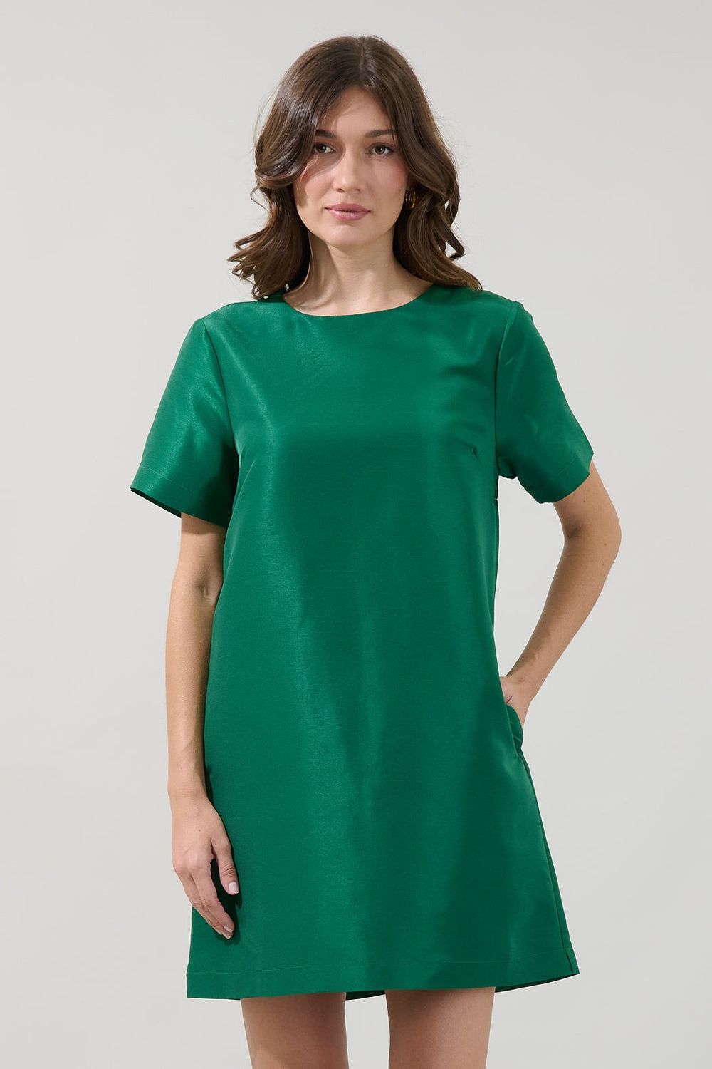 Brooke Shift Mini Dress, Color: Emerald, Size: XS