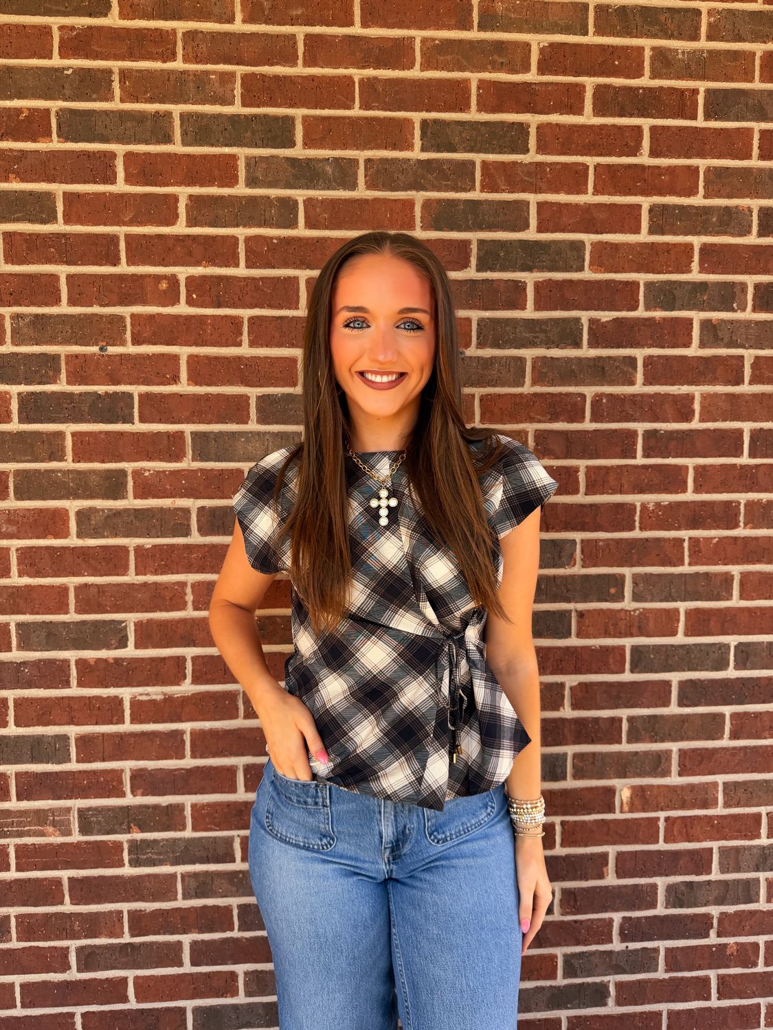 Leslie Plaid Top, Color: N, Size: XS