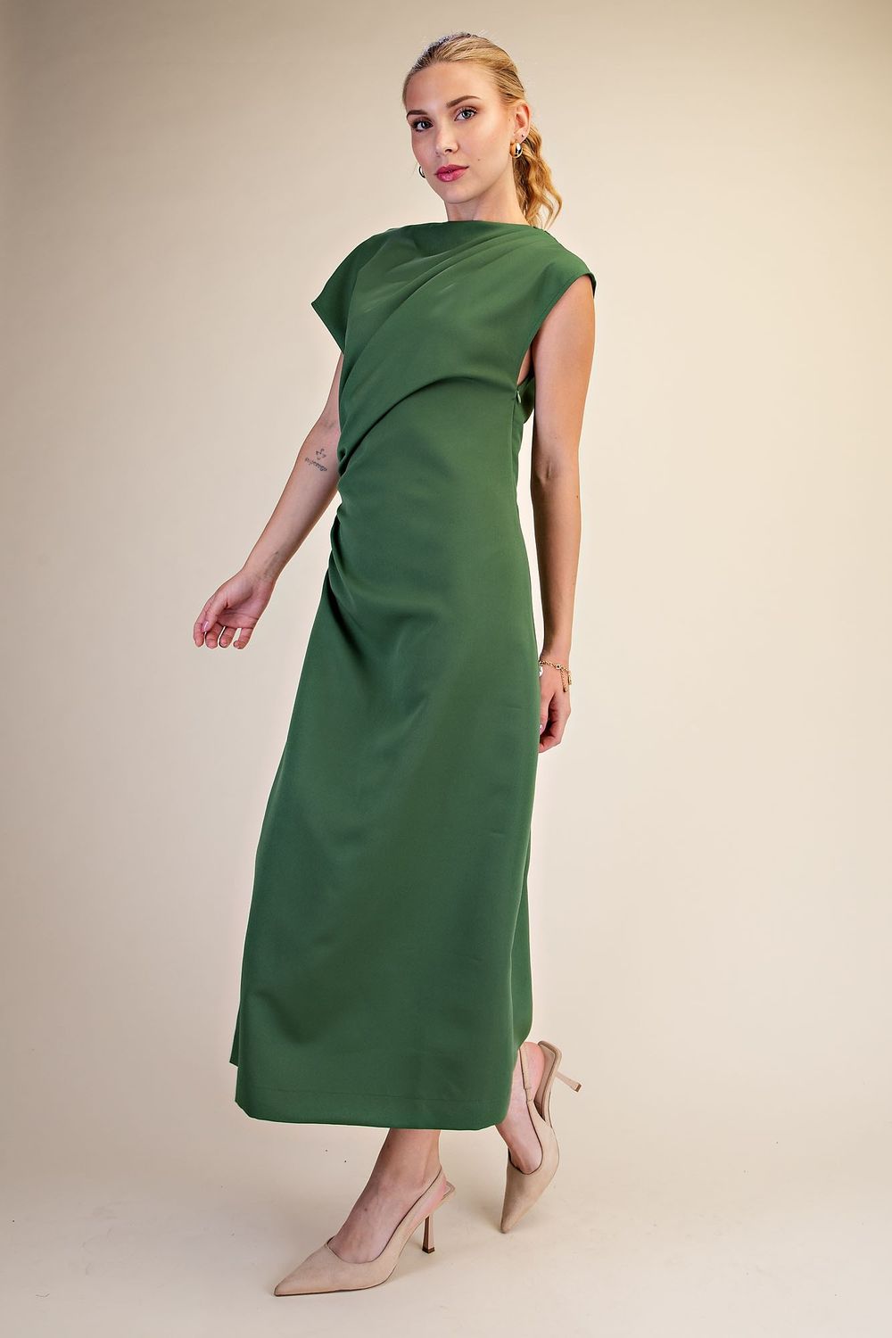 Mary Midi Dress, Color: Green, Size: Small