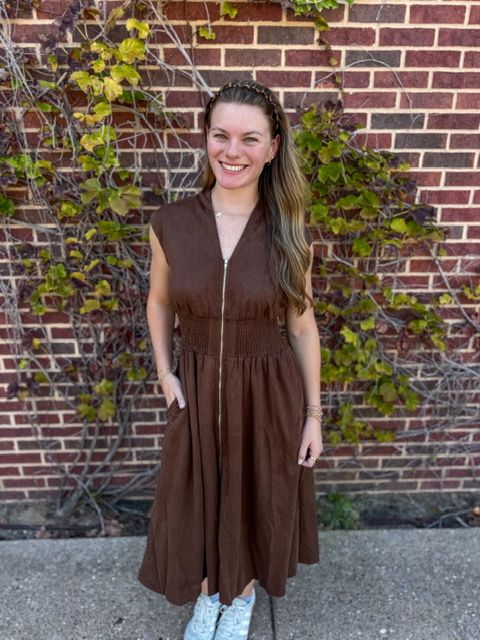 Darla Midi Dress, Color: Brown, Size: Small