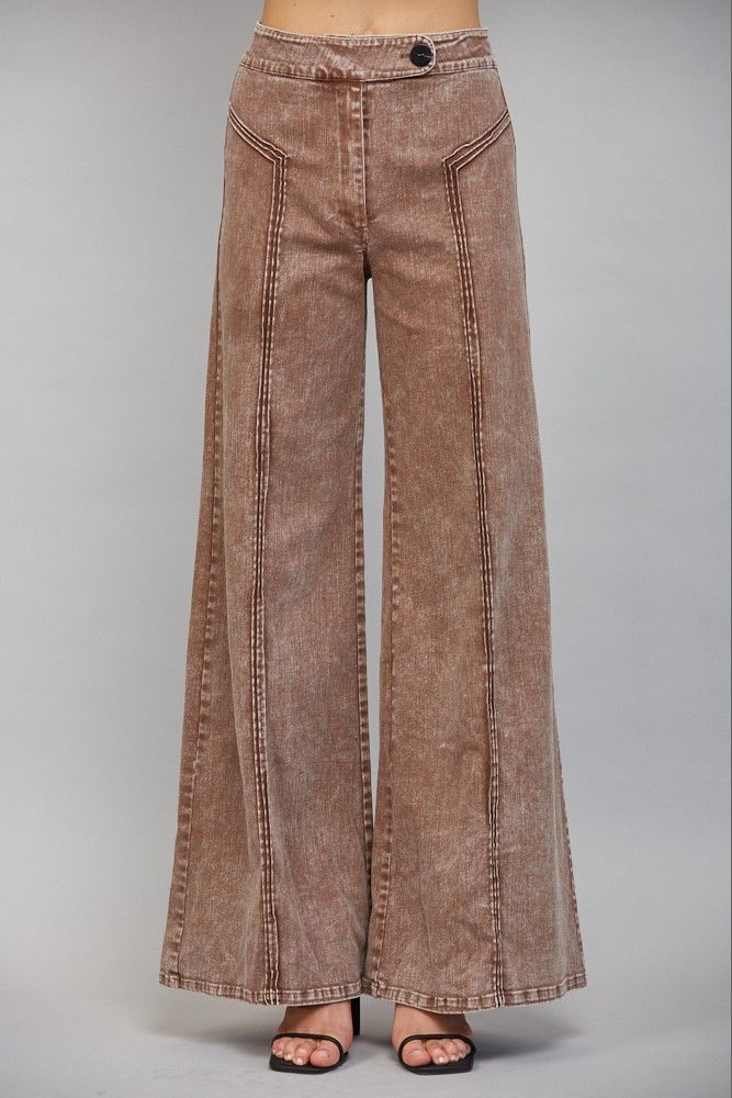 Linda Pants, Color: Brown, Size: Small