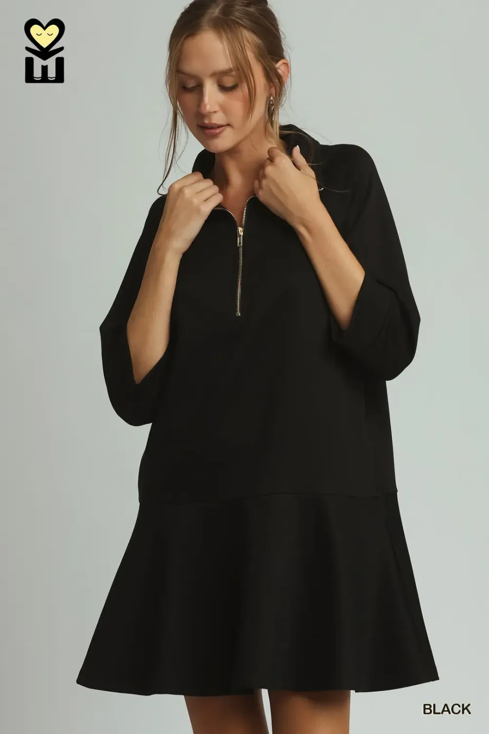 Anita Zip Dress, Color: Black, Size: Small