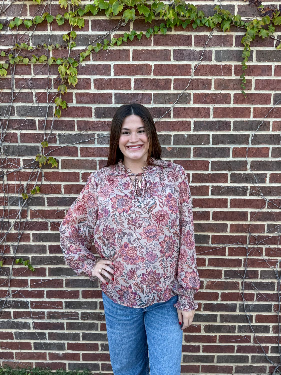 Linda Blouse, Color: Beige, Size: Small