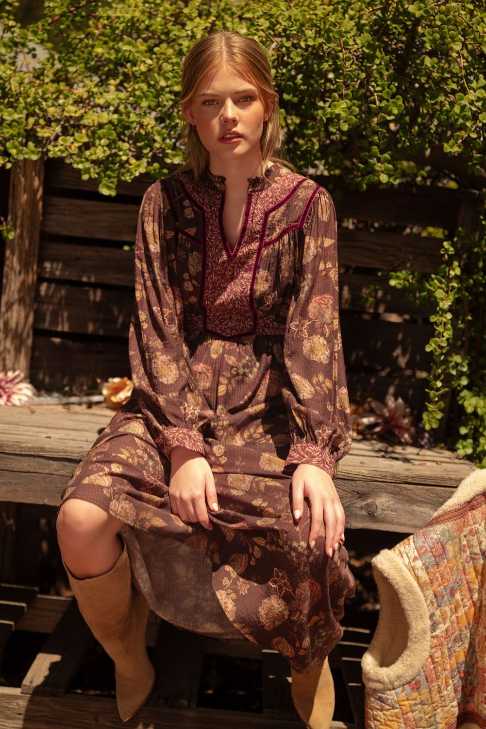 Morrison Midi Dress, Color: Chocolate Berry, Size: Small